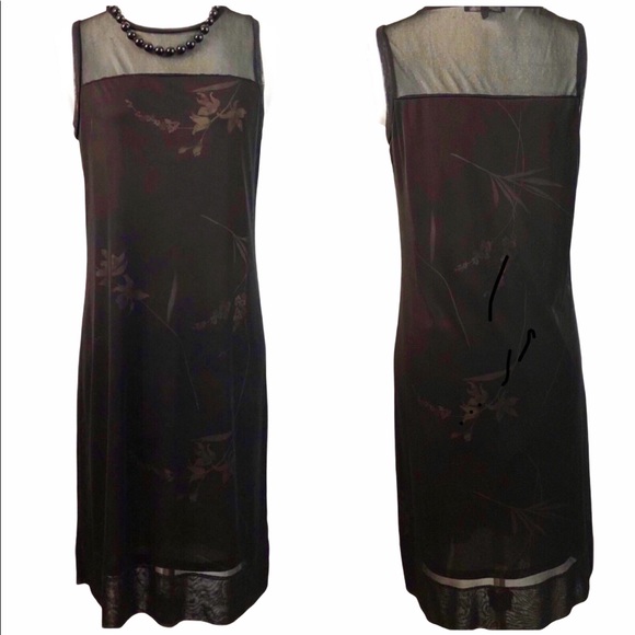 MAXIME black mesh and burgundy floral shift | M - Picture 1 of 4